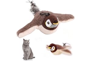 SKIKHN Interactive Chirping Bird Cat Toy, Flappy Bird Toy Cat, Giocattolo per Gatti Bird Chase, Gioco Gatto Uccellino Che Vola, Ricarica USB, Giocattolo Interattivo per Gatti Per Interni Esterni