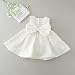 Sequins Belt Lace Satin Ivory Baby Girl 1st Birthday Dress with Bonnet 1509 0-3