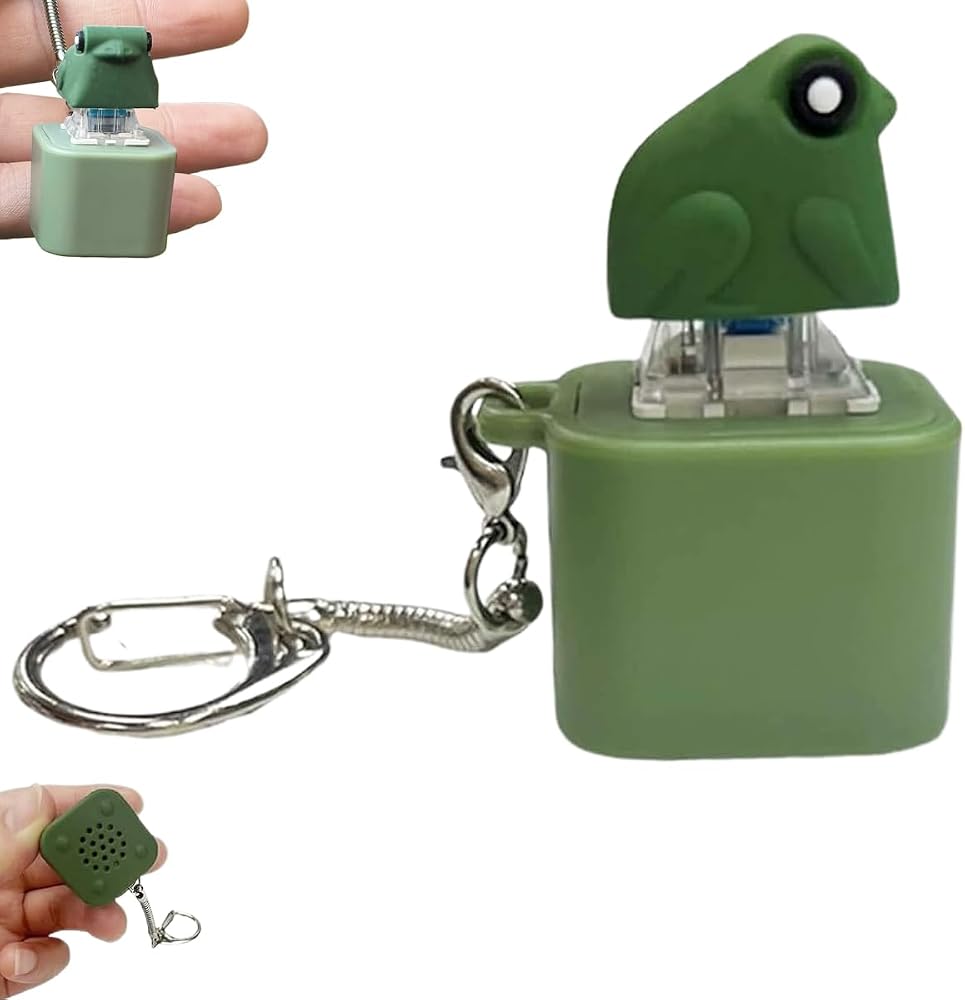 Şarj Edilebilir Kurbağa Croaking Anahtarlık Fidget Oyuncak - Renkli Işıklar ve Ses, Kurbağa Klavye Clicker Fidget Oyuncaklar, Yetişkinler için Taşınabilir ve Eğlenceli Duyusal Oyuncak (1 adet)