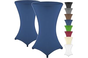 ‎GRÄFENSTAYN Gräfenstayn 2er-Set Stretch Stehtischhusse Diana mit Öko-Tex Siegel, Verstärkung im Fußbereich, in vielen Farben und Größen Ø60-65cm / Ø70-75cm / Ø80-85cm (Blau, Ø70-75cm)