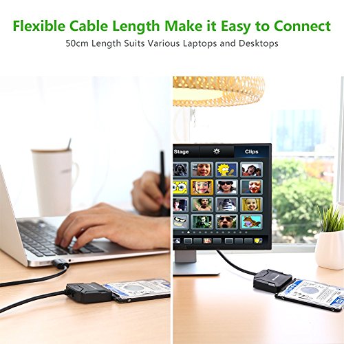 UGREEN USB 2.0 auf SATA Adapter Kabel Konverter für 2,5″/3,5″ Laufwerke HDD/SSD mit 12V/2A EU Netzadapter - 2