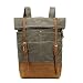 Produktbild Gurscour Damen Daypacks Herren Rucksäcke Canvas Rucksack Unisex Reiserucksack Laptoptasche Mit Echtes Leder Wasserdicht 45cm x 30cm x12cm Grün 1004-2