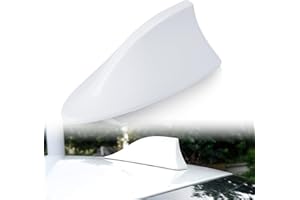 UNIHOC Aleta de Tiburón de Coche Antena, Antena Ficticia Decorativa Tiburón, Coche Antena Autoadhesiva, Antena de Coche Universal, Impermeable Adhesive de Aleta, Tiburón con Base Antena Aleta,Blanco