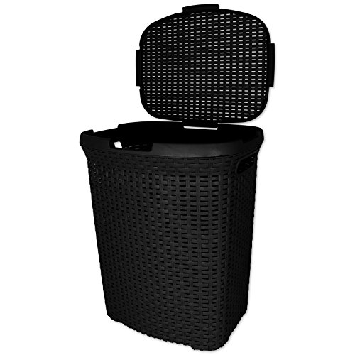 Wäschekorb- Wäschebox – Wäschetruhe Rattan aus Kunststoff schwarz - 3