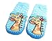 Baby Toddlers Kids Indoor Slipper Shoe Socks Moccasins NON SKID BLUE STRIPED GIRAFFE (1.5-2.5 YRS)