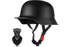 Labzaa Deutsche Motorrad Halbschalenhelm mit ECE, Retro Halbschalenhelm JetHelm mit Visier Schnellverschluss Schnalle für Cruiser Chopper Biker Moped DOT/ECE-Zulassung A XXL