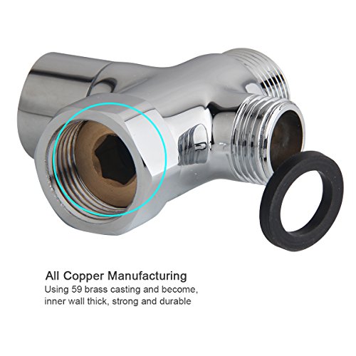 Hltd 3-Wege-Dusche Arm Umsteller Ventil, 1/2 Zoll IPS massivem Messing Duschsystem Ersatzteil für Thermostat-Handbrause und Feste Sprühkopfdichtung, Chrom poliert - 4