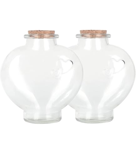 Lot De 12 Pots En Verre En Forme De Cœur Avec Bouchon En Liège Pour