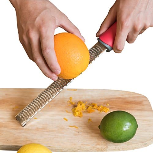 Stainless Steel Zester Grater with Protective Blade Cover- Zest or Grate Cheese, Citrus, Orange, Lemon, Lime, Chocolate, Coconut, Ginger, Garlic, and More in Seconds -Dishwasher Safe