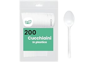 MARKETCAFFE 200 cucchiaini bianchi in plastica riciclabili e riutilizzabili, lunghezza 12,5 cm, lavabili in lavastoviglie, ideali per dolce, gelato, caffè e dessert