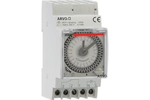 VEMER VP882500 ARVO-D - Interrupteur Horaire Électromécanique, Programmation Journalière, Installation Rail DIN, Gris