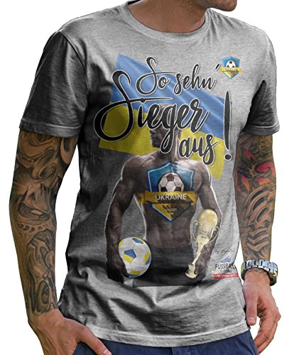Stylotex Herren T-Shirt Basic So sehn Sieger aus Guy Ukraine, Farbe:heather;Größe:XXXL