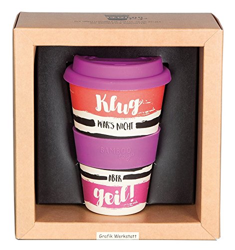 Grafik Werkstatt 60629 Bamboo-To-Go-Becher Klug war's nicht Aber geil !, Bambus, beige, 9 x 9.5 x 14 cm