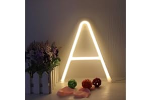 ENUOLI Warm White Neon Letter Sign Night Lights Neon Words Battery/USB Powered LED Alphabet Neon Art Lights Wall Decor Light up Words for Wedding Birthday Party Christmas Home Bar Decoration (A)
