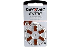 6 batterie per apparecchi acustici RAYOVAC Extra Advanced con tecnologia Active Core 312.