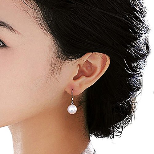 Hosaire Ohrringe Mode Weiss Perlen Anhänger Damen Ohrring für Geburtstag Valentinstag Geschenk Ohrhänger - 9