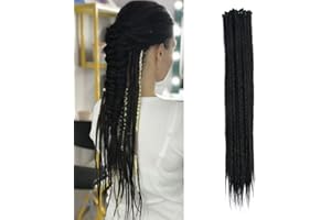 DSOAR 20 Cali 20 Nici/Paczka Dredy Syntetyczne Przedłużenia Cienkie 0,6 cm Szydełkowe Plecione Włosy Miękkie Dredy z Pojedynczym Końcem Reggae Hip-Hop Styl Hippie, Czarny