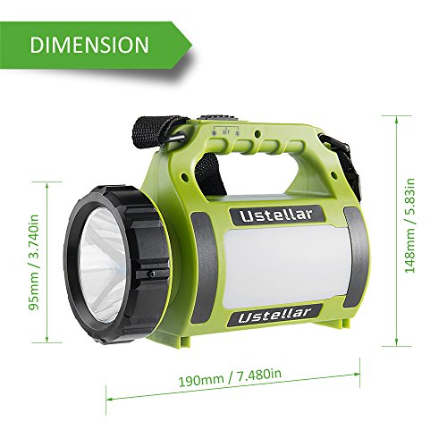 Ustellar Wiederaufladbare LED Handscheinwerfer, Wasserdicht Suchscheinwerfer, Dimmbar 3 Lichtmodi 2 Helligkeitsstufen Handlampe Powerbank USB-Kabel inkl. Strahler Arbeitsleuchte ideal für Camping Outdoor - 4