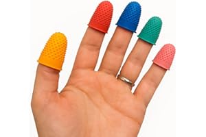 raxter 5pcs Silicone Finger Cots, Rubber Thimble, Hot Glue Finger Gloves, Thick Reusable, and Heat Resistant Finger Covers for Writing Cutting Sewing 3 Sizes (Small, Medium, Large)