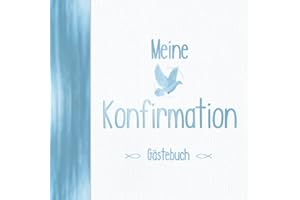 Meine Konfirmation Gästebuch: Vintage Elfenbein & Blau für Jungen mit Fisch, Taube & Kreuz I Geschenkidee & Deko zur Feier für Jungs I Sprüche, Wünsche, Geschenkeliste I Evangelische Konfi