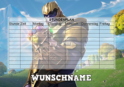 Preisvergleich Produktbild LL Fortnite Stundenplan mit Wunschnamen - abwischbar - Wiederverwendbar