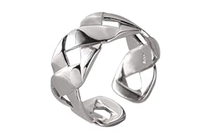 KONFEN Anillos Hombres Plata, Anillo Tejido Ajustable Aneis Ajustables, Vintage Sortijas Dedo Anillas Grande Jewelry Regalos para Homem Men Juvenil San Valentin