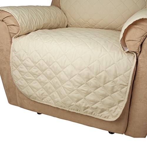 Auralum 177 x 56cm Anti-Rutsch Sesselschoner Sofaschoner Sesselschutz Sofaüberwurf aus Polyester für 1 sitzer Sofa, Waschbar 30° – Beige - 6