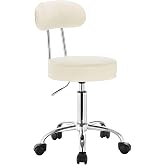 WOLTU 1 x Swivel Office Stool with Backrest, Cream | Height adjustable, for offices, bedrooms and studios