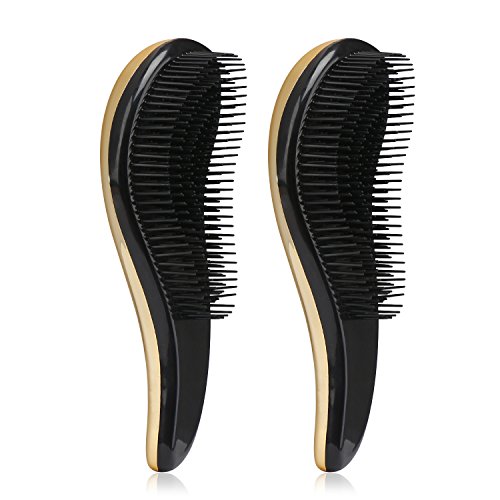 Segbeauty® 2 Stück Entwirren Bürsten Professional Detangler Haarbürste Set, Original Entwirren Kamm für Natürliche Dicke Haare, Schmerzen-Free Nass Detangling Pinsel für Kinder – Verzinktes Gold & Rose Rot - 6