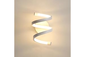 Goeco Applique da Parete Interno, Lampada da Parete in Acrilico 18W 2000LM, Lampada da Parete a Spirale Bianca per Corridoio Balcone Camera da Letto, Luce Bianca Calda 3500K