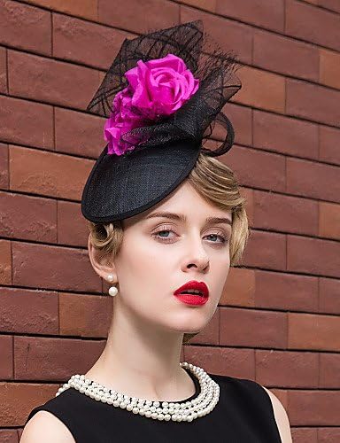 BMJQS Flax Silk Net Headpiece-Wedding Special Occasion Outdoor Fascinators Hats 1 Piece , black