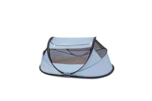 Łóżeczko turystyczne DERYAN Travel Cot - BabyBox - Pop up - Lekkie, kompaktowe i składane - Rozłożone w zaledwie 2 sekundy - Z moskitierą i torbą transportową - Niebieski