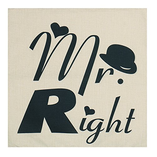 Luxbon 2x Kissenbezüge Mr Right Mrs Always Right Lendenkissen Wurfkissenbezug Pillowcase Cafe Haus Auto Deko 45 x 45 cm - 3