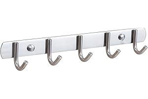 LTLSZRN Appendiabiti da Parete, Ganci Attaccapanni in Acciaio Inox da Muro Moderno Appendiabiti, Ganci Adesivi Bagno Cucina, Ganci per Accappatoio Bagno, Porta Asciugamani Bagno Adesivo, Appendino(5 ganci)