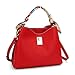 Produktbild Damen Handtaschen Elegant Henkeltasche mit Seidentuch Griffe für Frauen PU Leder (Rot mit Seidentuch)