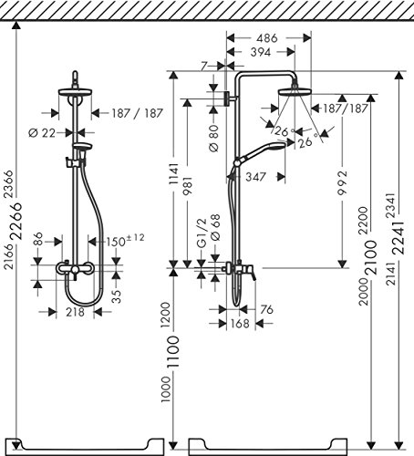 hansgrohe Croma Select E 180 Duschsystem mit Einhebelmischer, 4 Strahlarten, weiß/chrom - 10