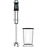 Cecotec Batidora de mano Power TitanBlack 1200 XL. 1200 W, Tecnología CrossBlades con cuchillas de 4 hojas, Pie XL, Campana a