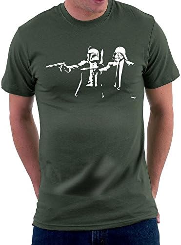 Banksy Star Wars Pulp Fiction Men's T-Shirt (XX-Large, Bottle Green)