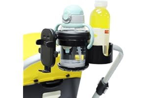 SKJJL 3 In1 Becherhalter Kinderwagen, Becherhalter für Buggy, Flaschenhalter Kinderwagen Universal, 360 Grad Drehbar Becherhalter für Kinderwagen, Getränkehalter für Kinderwagen Zubehör Buggy
