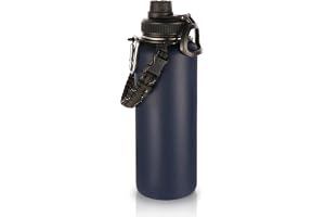 Volhoply 1200 ml isolerad vattenflaska med paracordhandtag, rostfritt stål flaska med munstyckslock, dubbelväggs vakuum metal