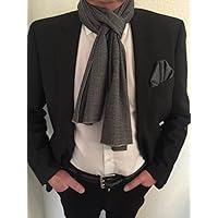 Exklusives Herren Set bestehend aus Schal und Einstecktuch in Grau gemustert