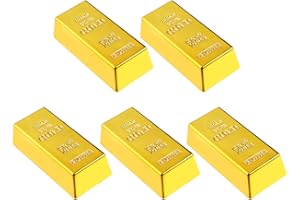 ABOOFAN 5 Pcs Réplique Barre d'or Faux Brique Dorée Lingot Film Prop Nouveauté Cadeau Blague Porte-Papier Presse-Papiers pour Halloween Western Cowboy Party Décorations