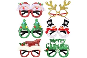 dabinzhijia 6 Stück Weihnachtsbrillen, Weihnachten Brillen Rahmen, Weihnachtsbrille, Partybrillen für Deko Weihnachten, Weihnachtsfeier Deko für Kinder (Style 1)