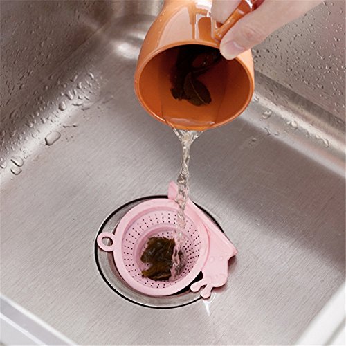 Affe Silikon Badezimmer Outfall Strainer Filter Badezimmer Haarfilter (Rosa) - 3