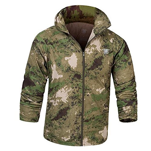 Preisvergleich Produktbild Taktische Hautjacke Wasserdichte Regenmantel Windbreaker Dünne Militärjäger Kleider Schnell trocknendes Schweiß Sonnenschutz UV-Schutz Atmungsaktive Sommer Outdoor Camouflage Leichte Fast Dry Jacke (XL, Ruinen Grünes Camo)