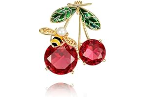 IMINI Spilla con Strass Ape Ciliegia per Donne e Ragazze tono Oro Perla Rossa con Zirconi Smaltati Animali Frutta Spille da Bavero Accessori per Abiti per Cappelli Borse Cravatte