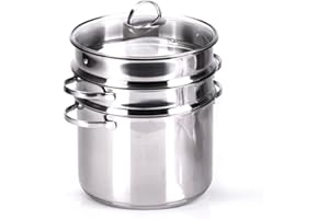 Moneta Pastaiola Allegro Inox 24 cm 7 litri, con doppio cestello, scolapasta e cestello vapore. Per tutti i fuochi, compresa induzione., A01A167502