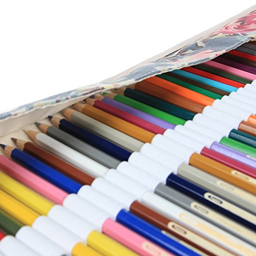 Damero Wrap Leinwand Stifterolle für 72 Buntstifte und Bleistifte Stifteetui Roll-up Mäppchen für Künstler, Verpackung Mehrzwecktasche für Reisen / Schule / Büro / Kunst, Peony (keine Schreibzeuge im Lieferumfang) - 7