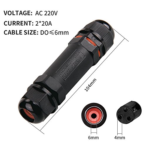 Kabelverbinder Wasserdicht IP68 Vitutech 2er-Pack Verbindungsmuffe Verbindungsbox für Ø1-13 mm Kabeldurchmesser Wasserdicht (schwarz) - 7