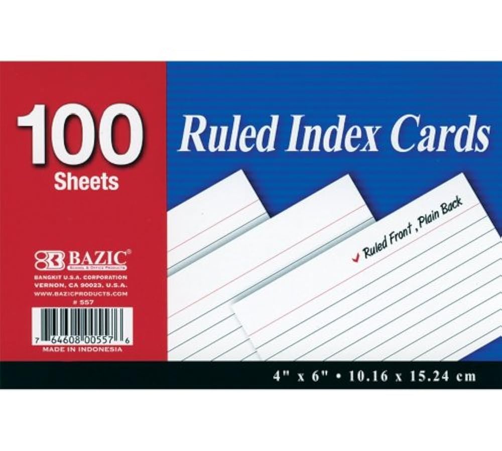 Index 24. Index cards.